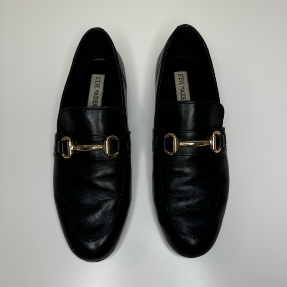 Steve Madden Black Leather Loafers - Picture 5 of 14